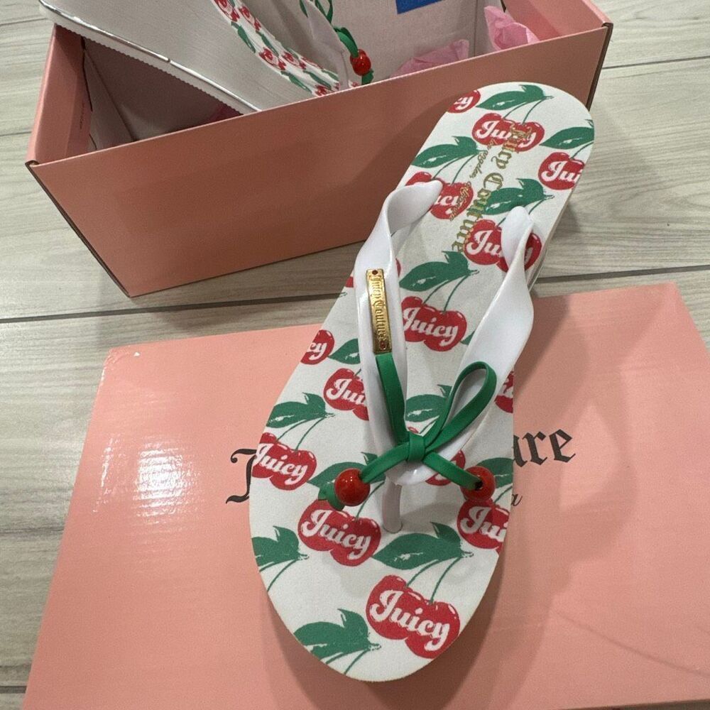 NIB Juicy Couture cherry platform flip flops sandals size 7 Looks like vintage - Picture 4 of 7